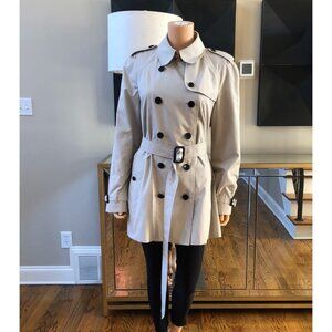 Burberry Classic Trench Double Breast Khaki Nova Check Coat Women Jacket Sz 12